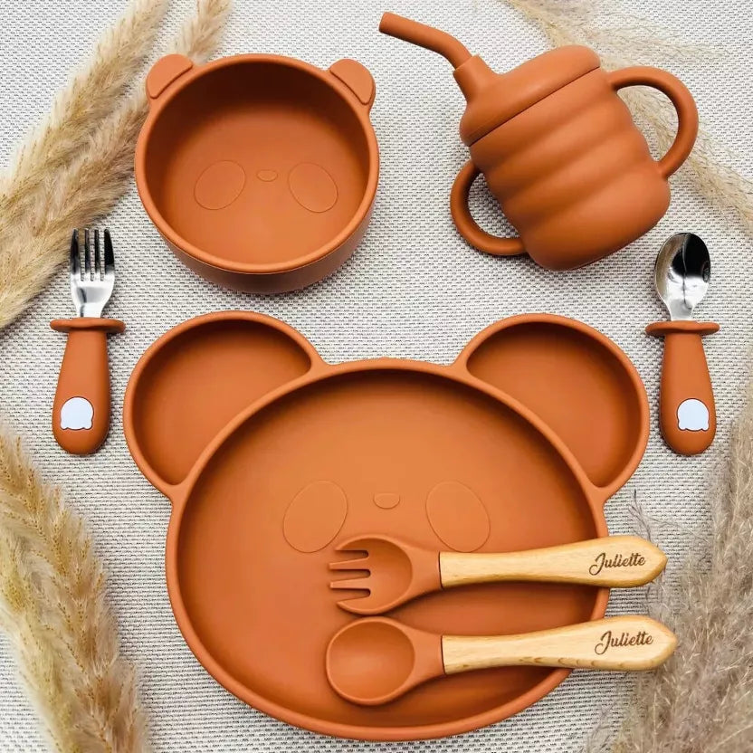 🧸 Set pappa completo in silicone personalizzabile – Orsetto