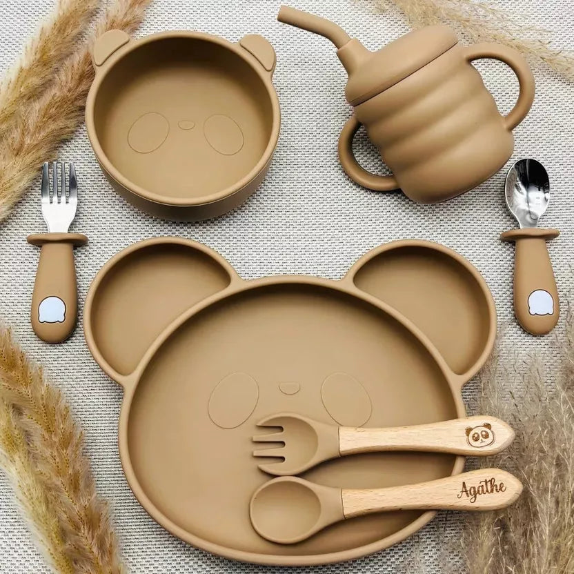 🧸 Set pappa completo in silicone personalizzabile – Orsetto