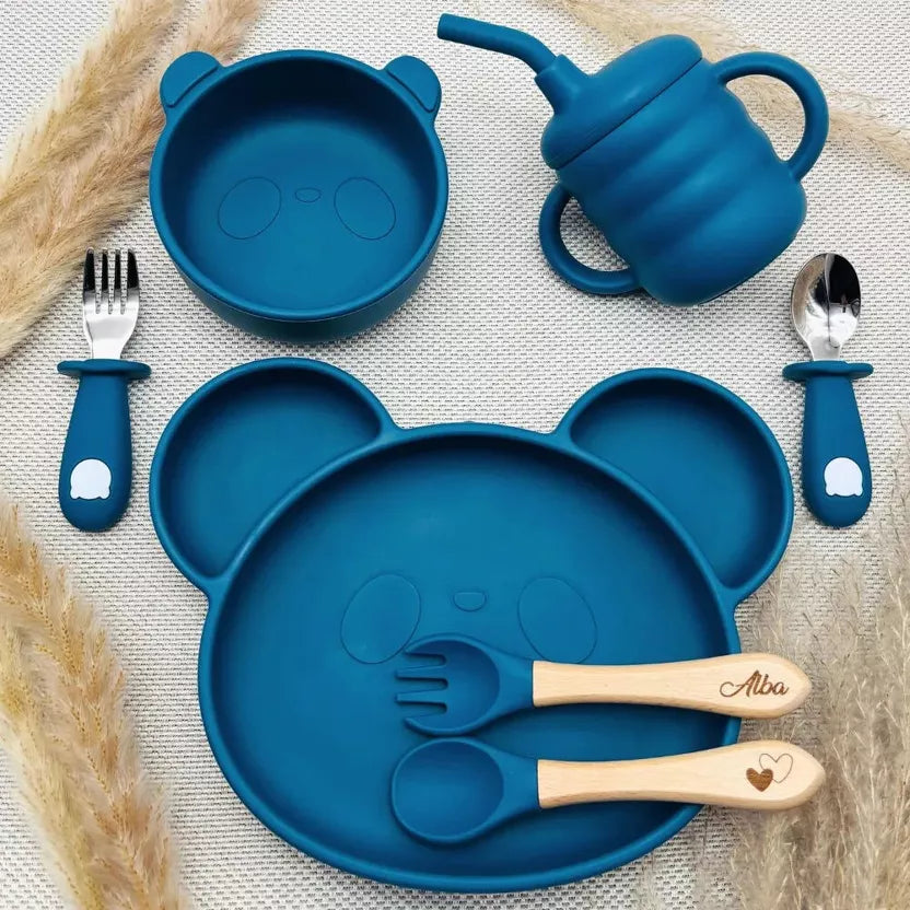 🧸 Set pappa completo in silicone personalizzabile – Orsetto