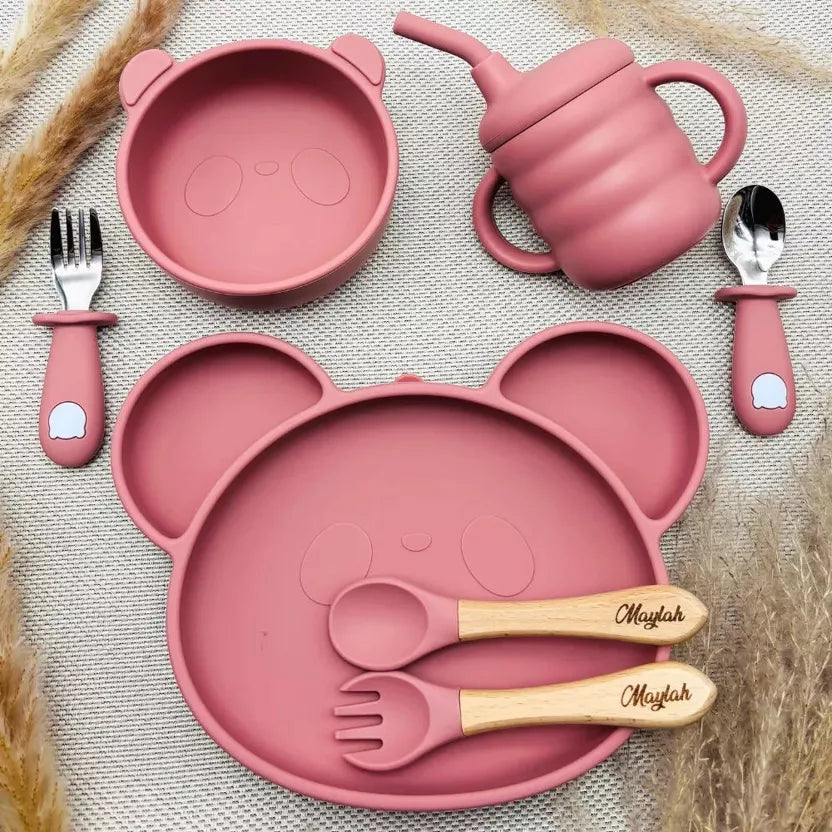 🧸 Set pappa completo in silicone personalizzabile – Orsetto